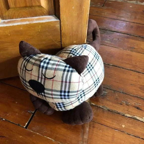 Handmade Plaid Cat Doorstop - Picture 1 of 9